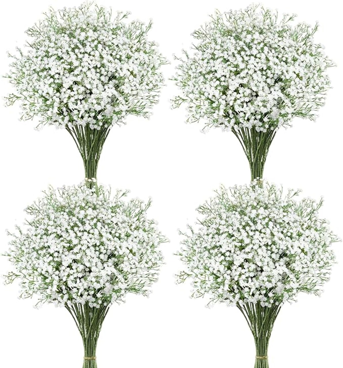 Babys Breath Artificial Flowers, 18 Pcs White Fake Baby Breath Flowers Artificial Bulk Real Touch Faux Gypsophila Bouquets for Wedding Floral Arrangement Party Home Decoration